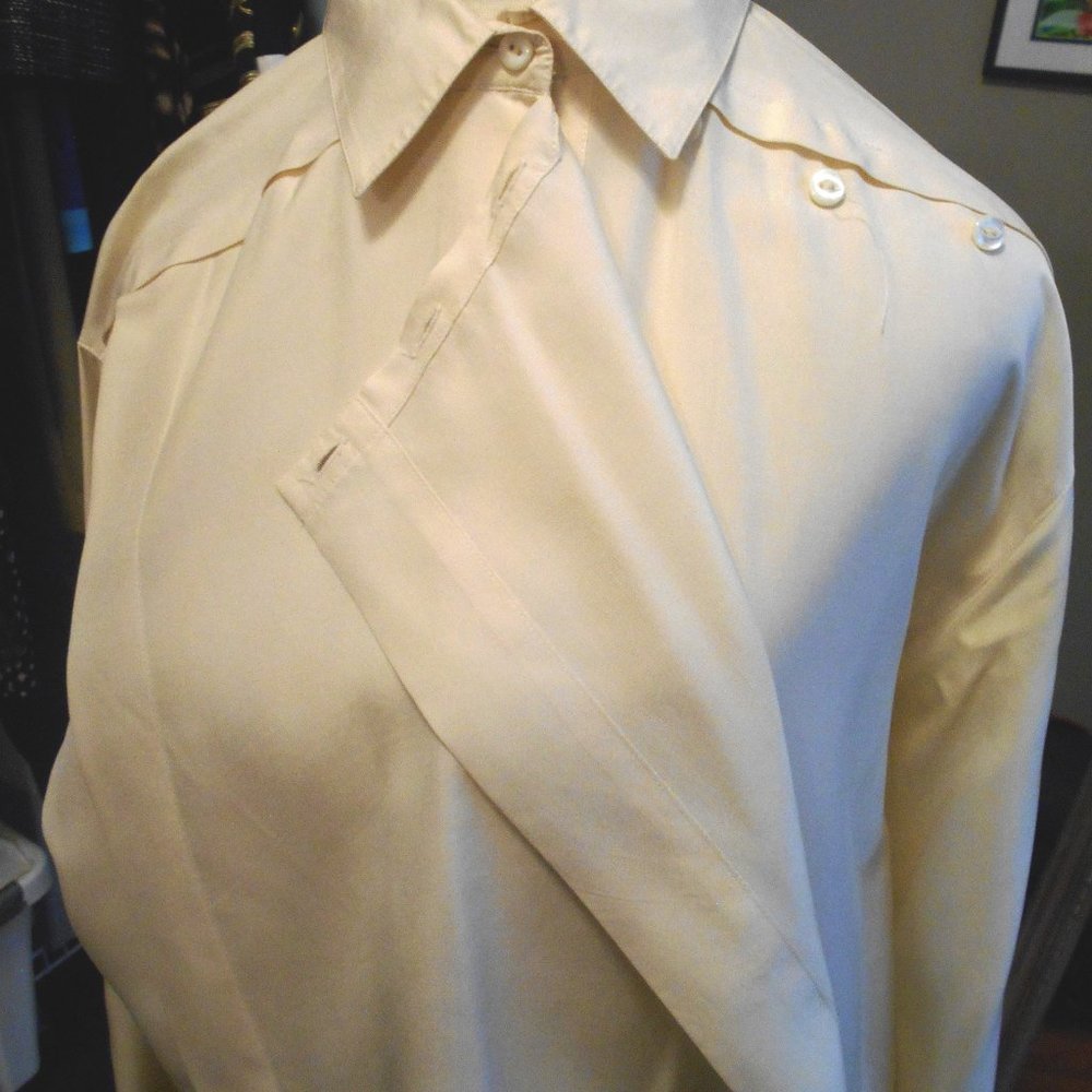 Womens cream 100% silk bib front blouse
